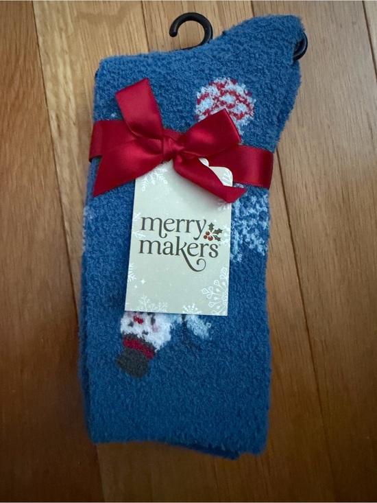 Merrymakers Accessories - Merrymakers Blue Holiday Snowman Cozy Velour Socks - NWT